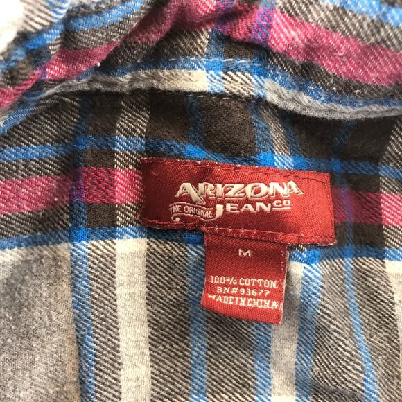 Arizona Jean Mens Plaid Flannel Shirt M Long Sleeve Cotton - Picture 9 of 13